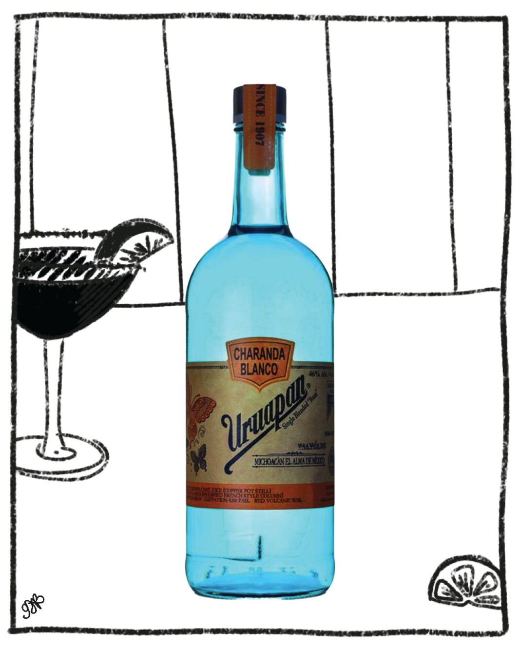 URUAPAN CHARANDA BLANCO MEXICAN RUM 1L 46% ABV