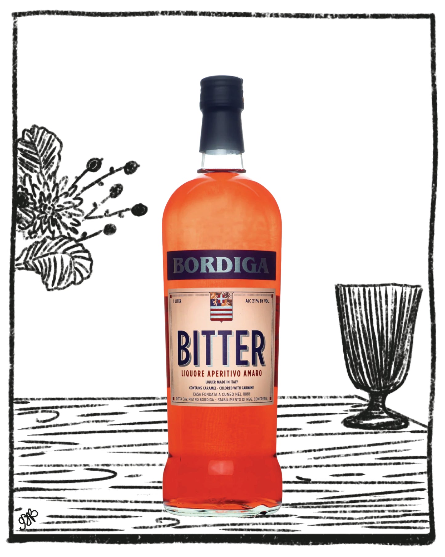 Bottle of Bordic Bitter with a decorative background