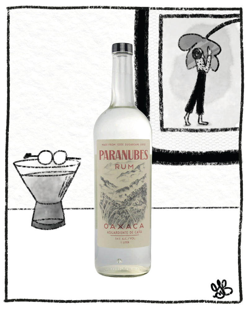 PARANUBES RUN BOTTLE IN FRONT OF A BLACK AND WHITE BACKGROUND