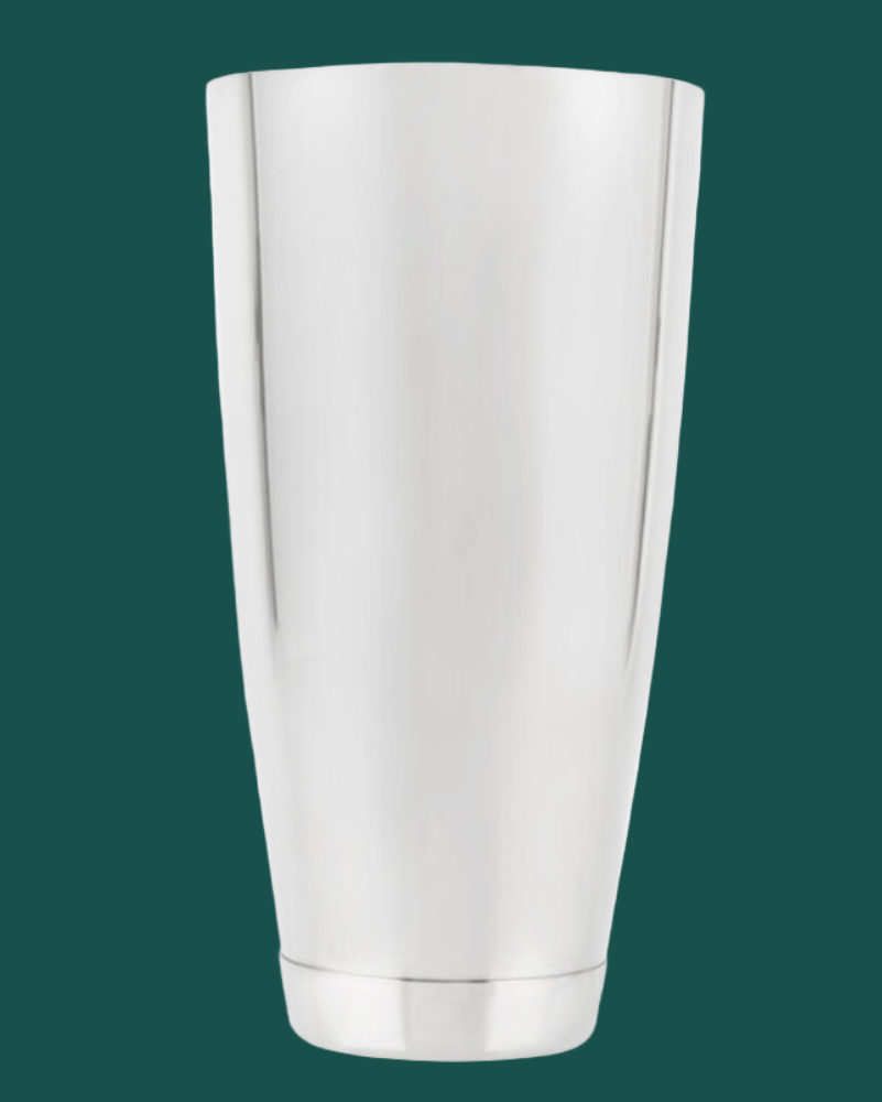 Silver metallic cup on a green background