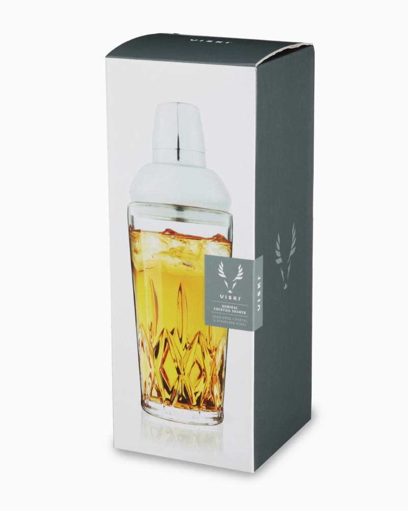 Viski Admiral Crystal Cocktail Shaker w/ Builtin Strainer