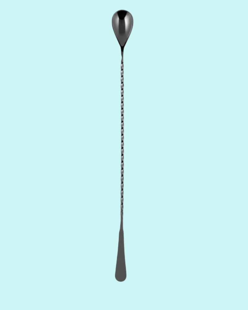 black metal stirring spoon