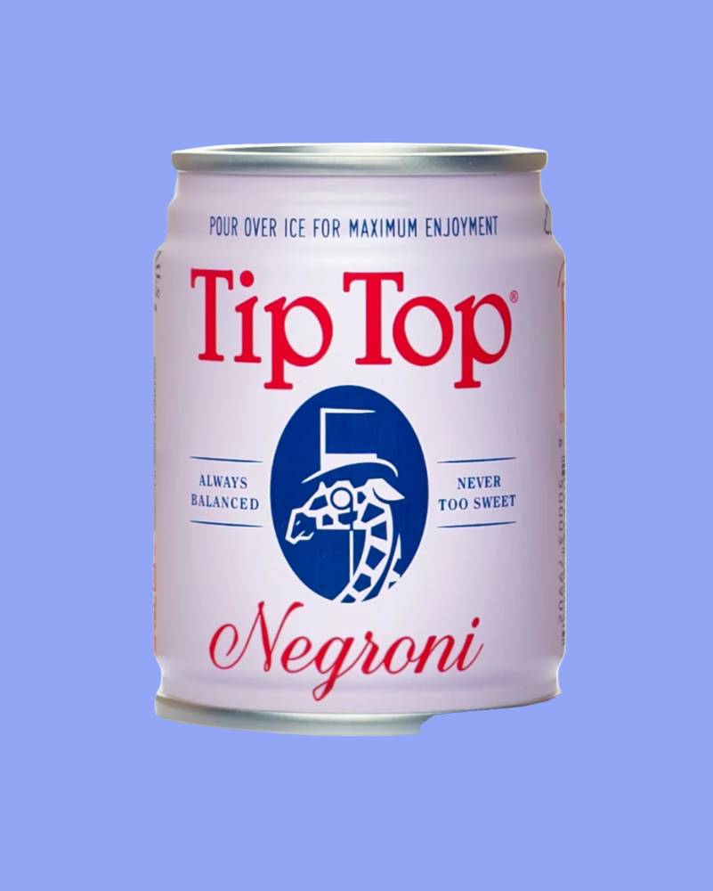 Can of Tip Top Negroni on a white background