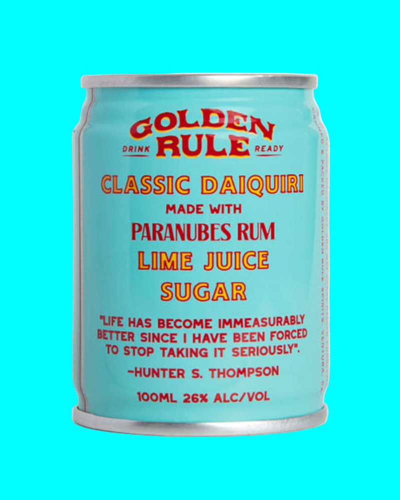 Can of Golden Rule Classic Daiquiri on a blue background