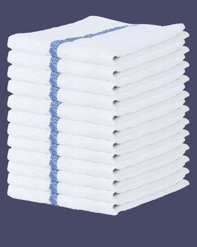 12 Pack of Striped Bar Towels - 16 X 19