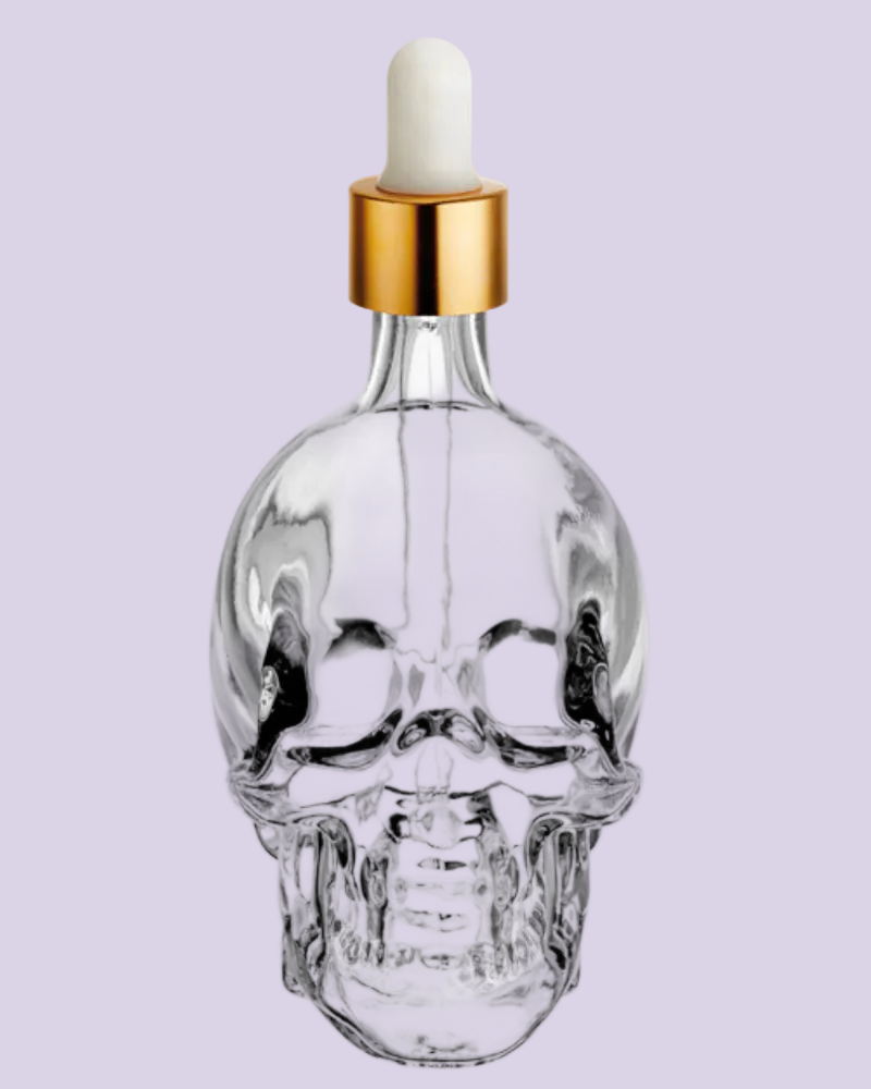 GLASS SKULL BITTERS DASHER BOTTLE 1.7OZ