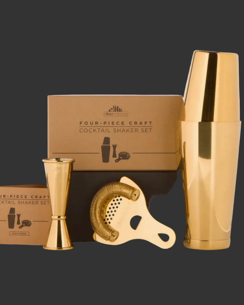 A BAR ABOVE COCKTAIL BAR SET 4 PIECE - GOLD