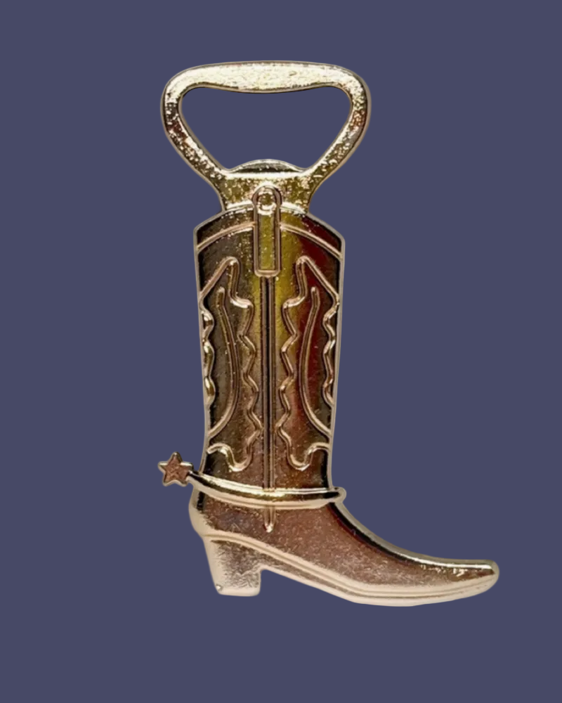 Cowboy Boot Bottle Opener – Gold Tone Stainless Steel