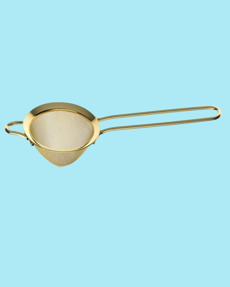 BARFLY FINE MESH STRAINER, 3 1/2" DIAM. BOWL, GOLD PLATED