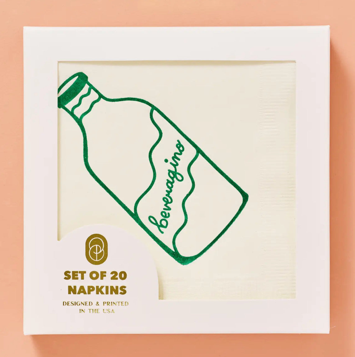 Beveragino Green and White Cocktail Paper Beverage Napkins