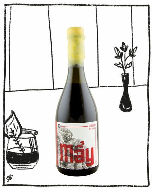 Wine bottle with a label on a white background