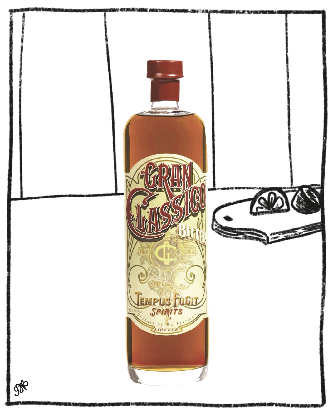 Bottle of Grain Classic rum with a label on a white background