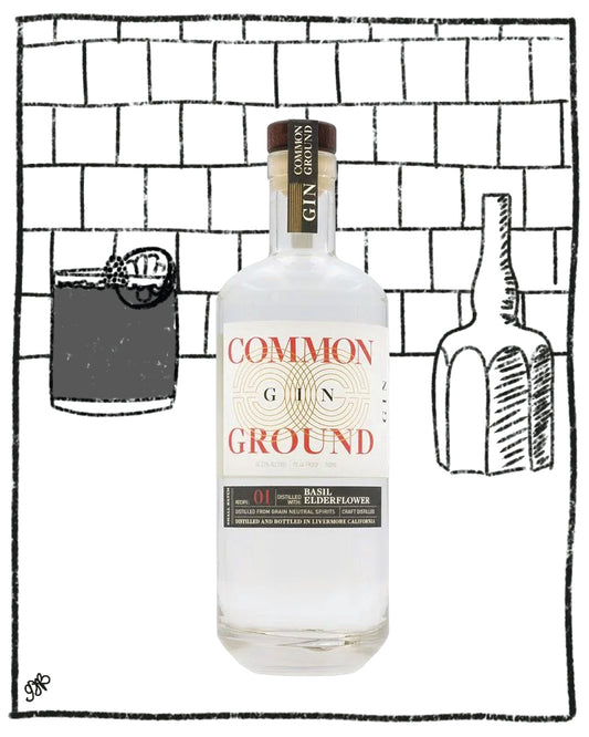 COMMON GROUND BASIL & ELDERFLOWER GIN 750ML 45.22% ABV