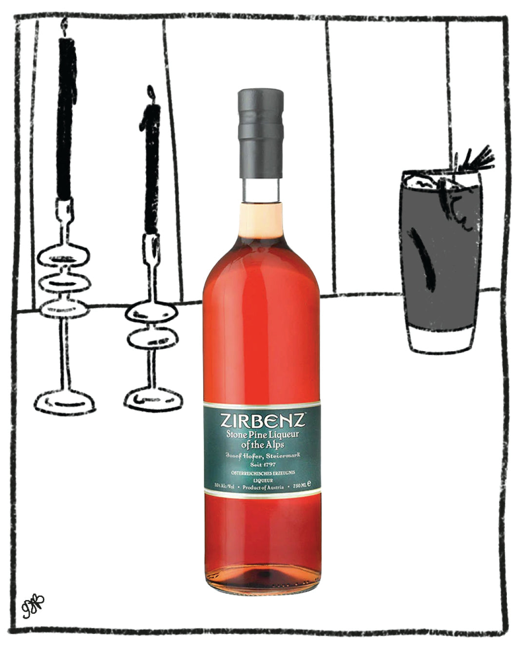 ZIRBENZ STONE PINE LIQUEUR 750ML 35% ABV