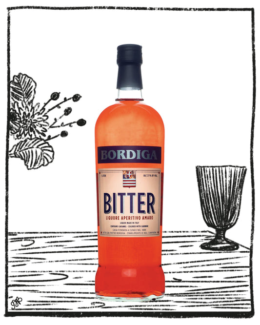 Bottle of Bordic Bitter with a decorative background