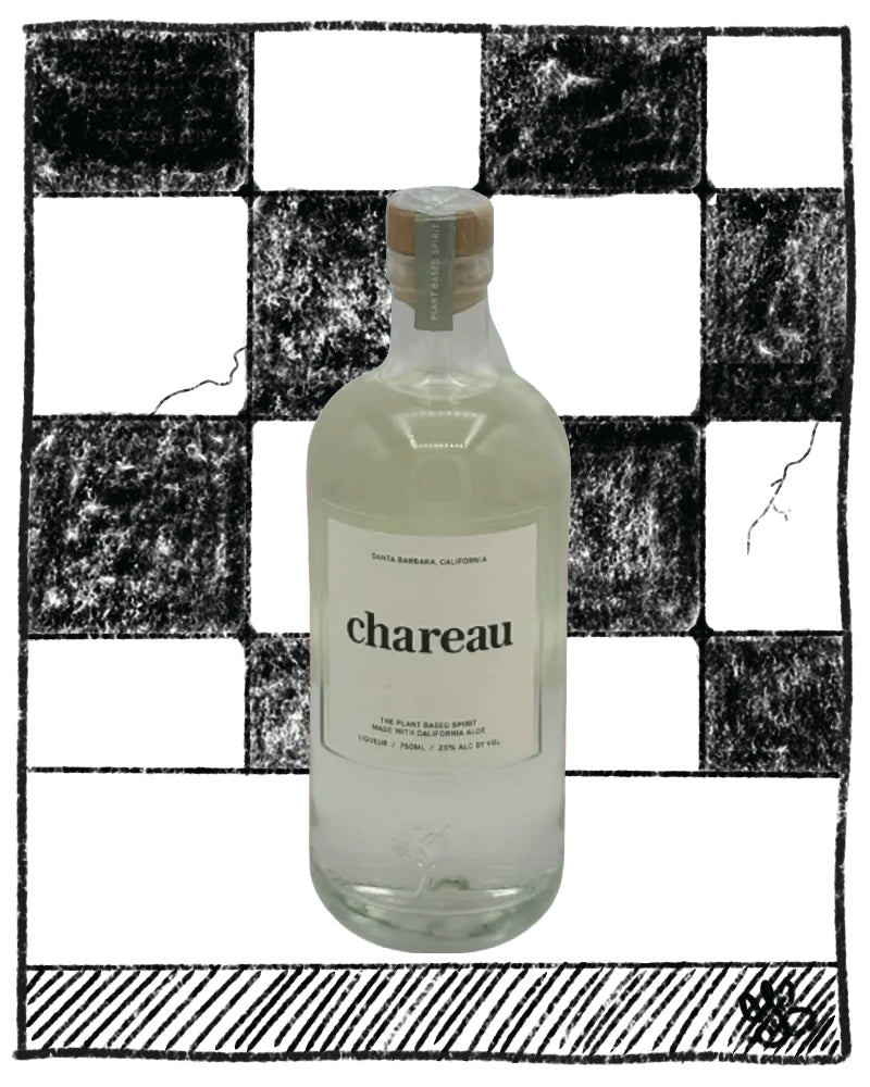 Bottle of Chareau on a black and white checkered background
