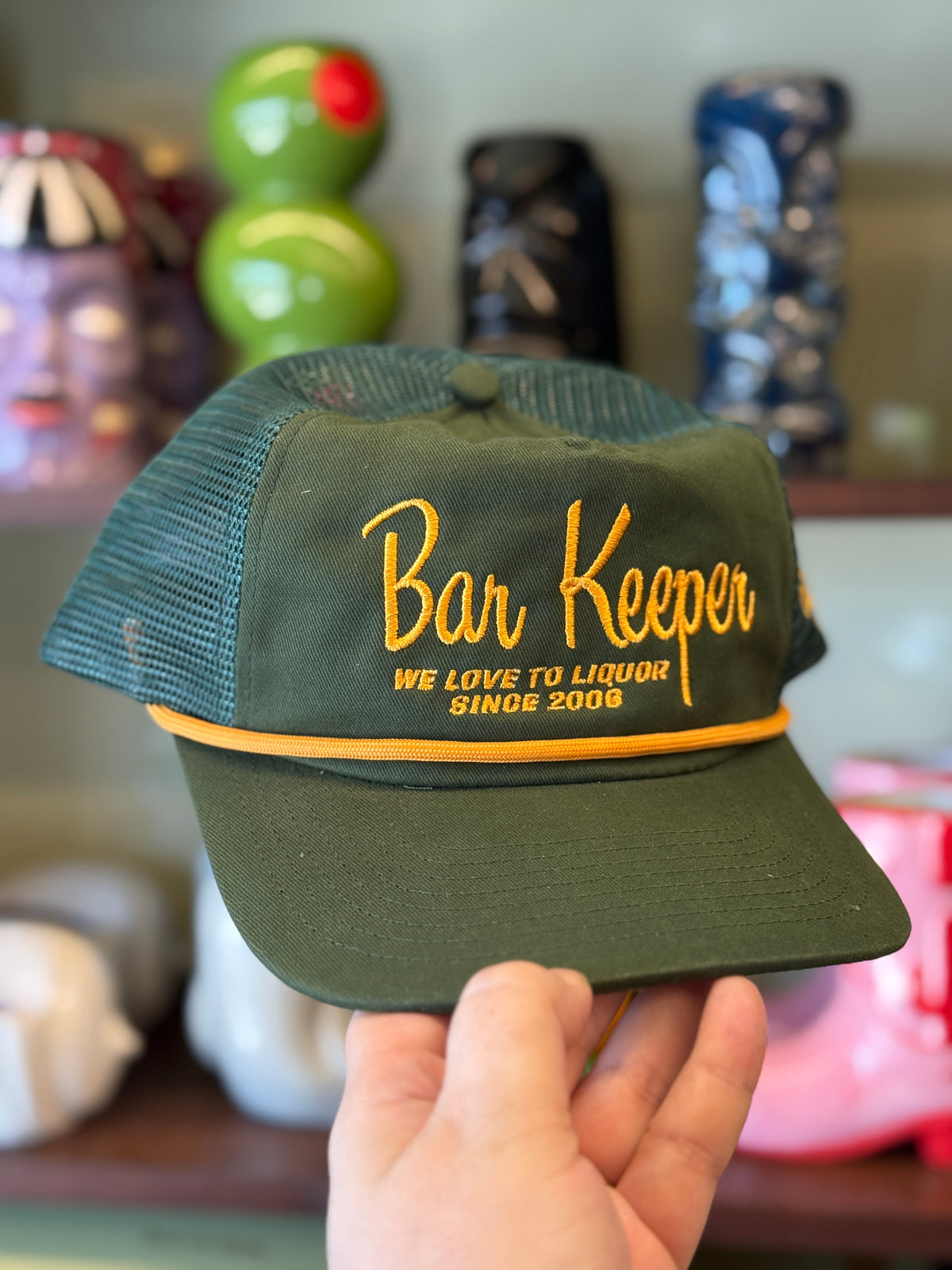 BAR KEEPER HAT - FOREST GREEN & GOLD