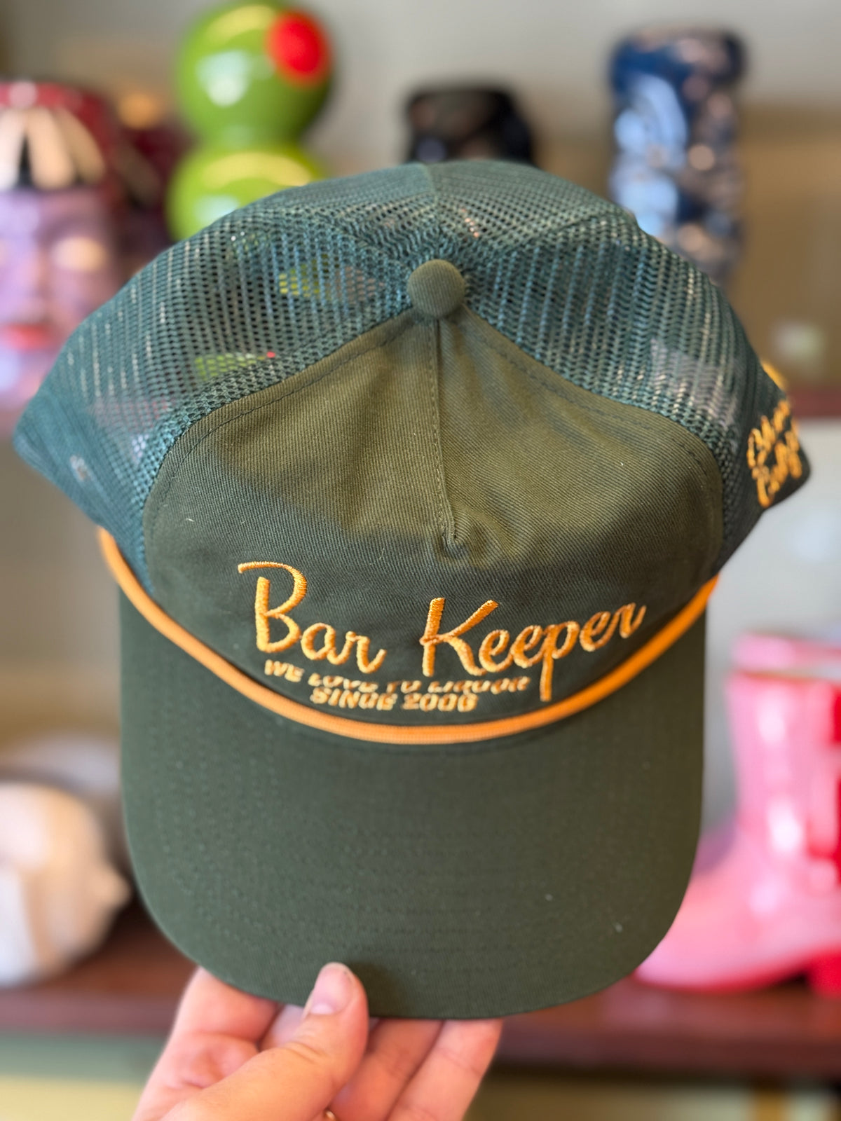 BAR KEEPER HAT - FOREST GREEN & GOLD