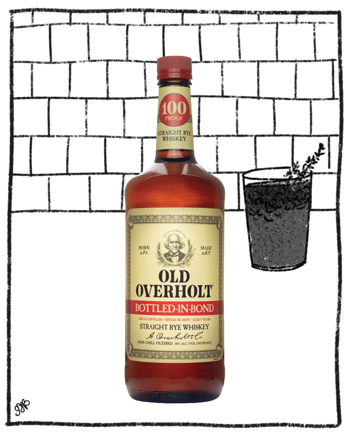 OLD OVERHOLT STRAIGHT RYE WHISKEY 4YR 1L 43% ABV