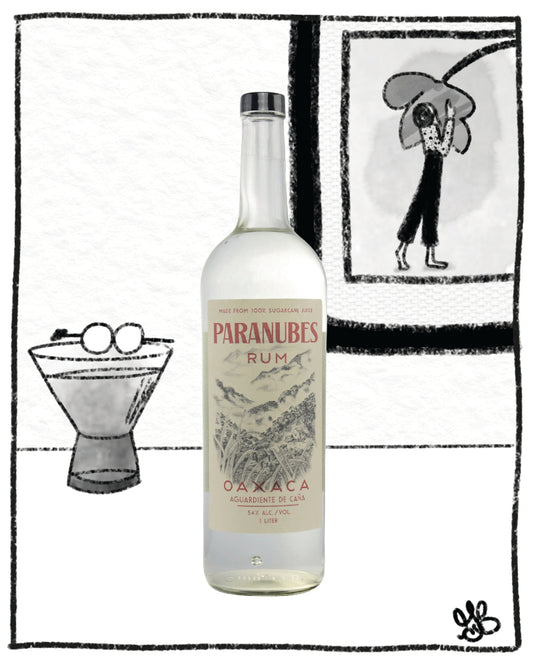 PARANUBES RUN BOTTLE IN FRONT OF A BLACK AND WHITE BACKGROUND