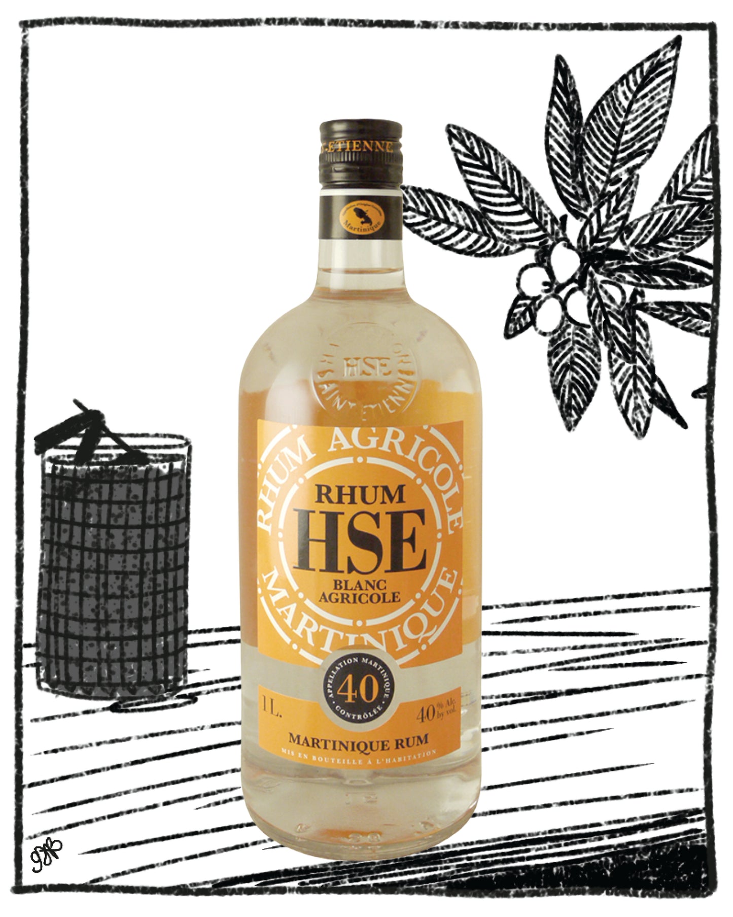 RHUM HSE BLANC AGRICOLE 1L 40%ABV