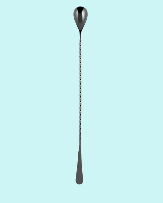 black metal stirring spoon