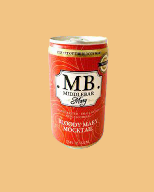 Red can of MB Middlebar Bloody Mary Mocktail on a beige background
