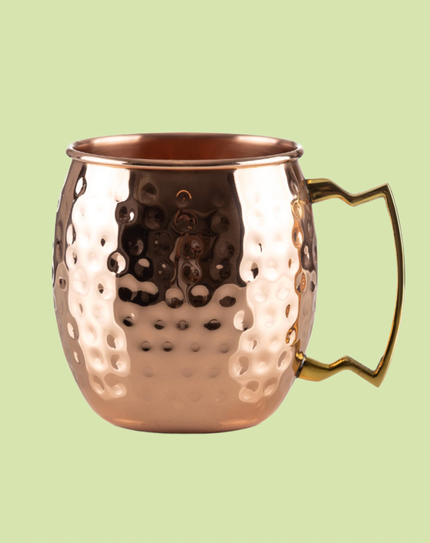 Copper mug with a textured surface on a white background