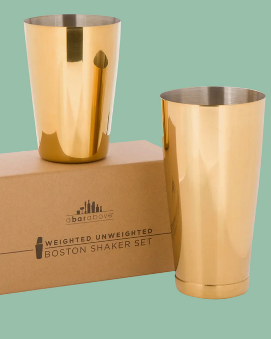 A BAR ABOVE WEIGHTED SHAKER/TIN SET - GOLD
