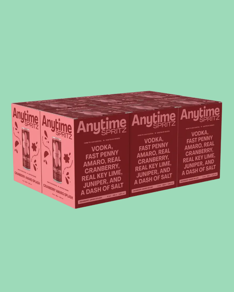 Box of Anytime Spritz drinks on a white background