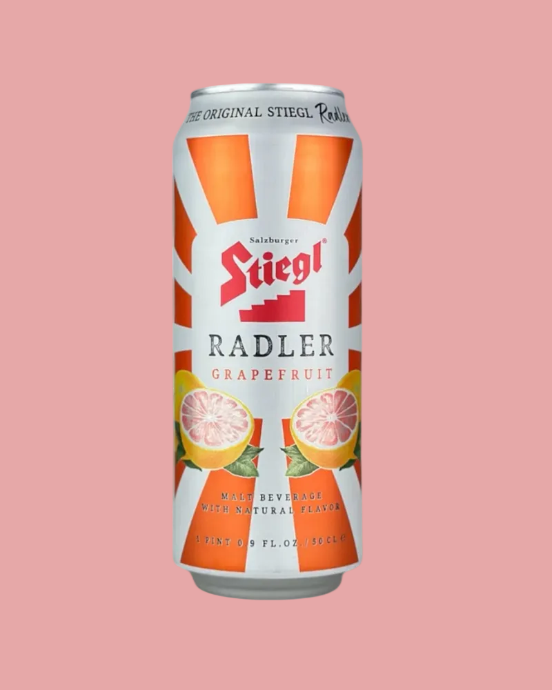 Stiegl Radler grapefruit can on a white background