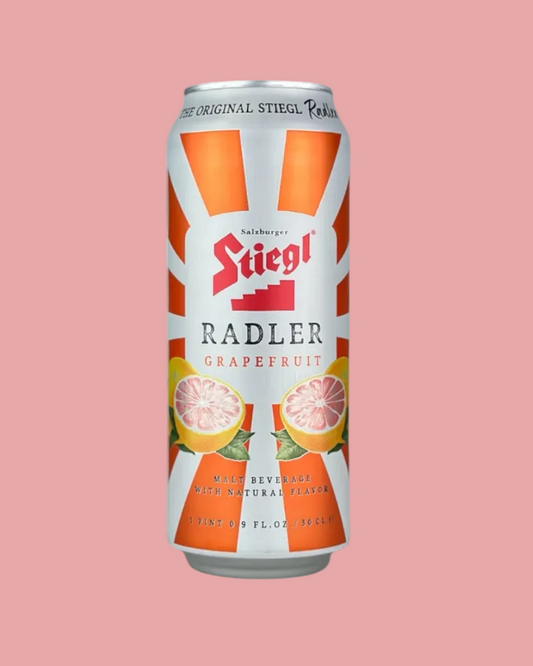 Stiegl Radler grapefruit can on a white background