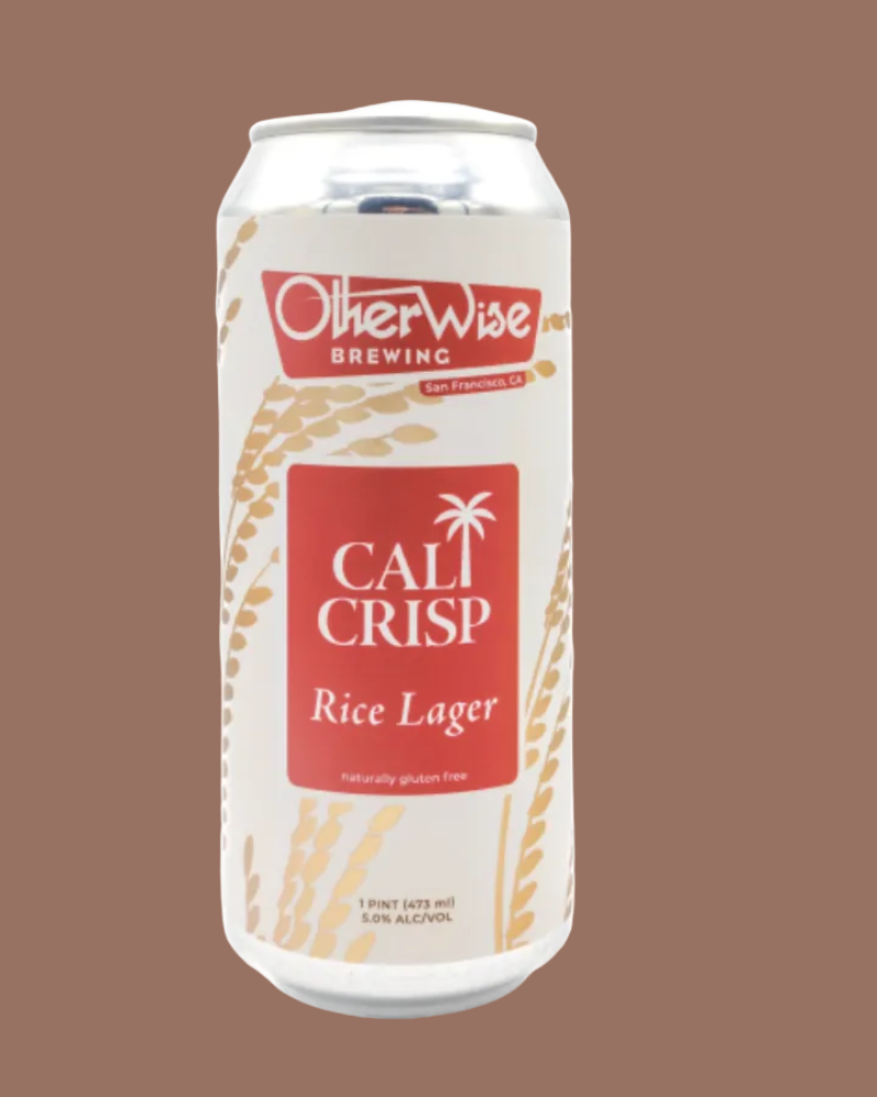 Can of Cali Crisp Rice Lager from OtherWise Brewing on a white background