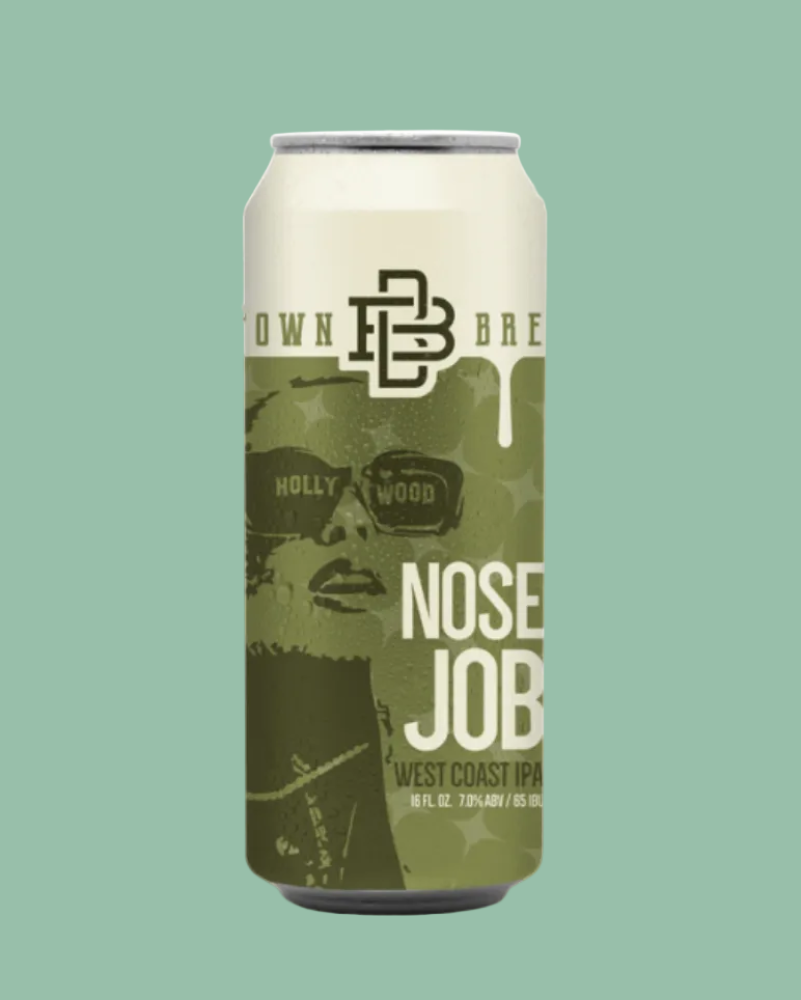 Beer can with a graphic design on a white background