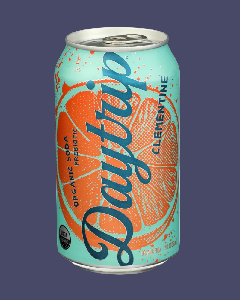 Daytrip Clementine soda can on a white background