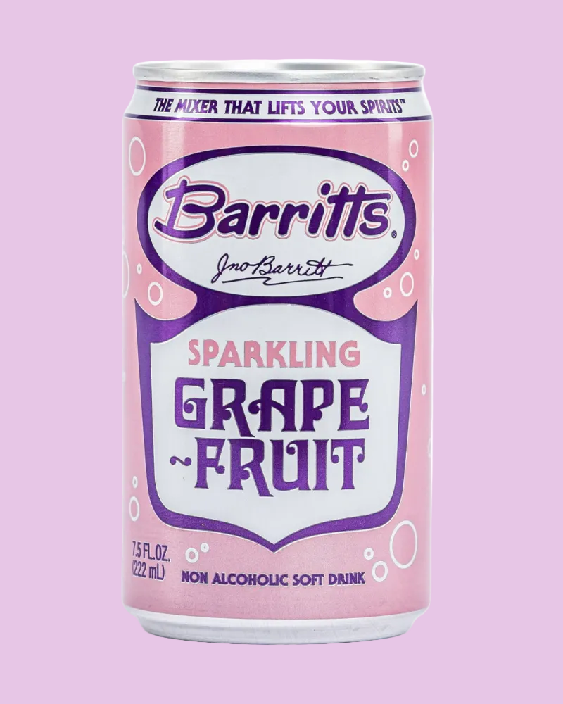 Barritts Sparkling Grapefruit can on a white background