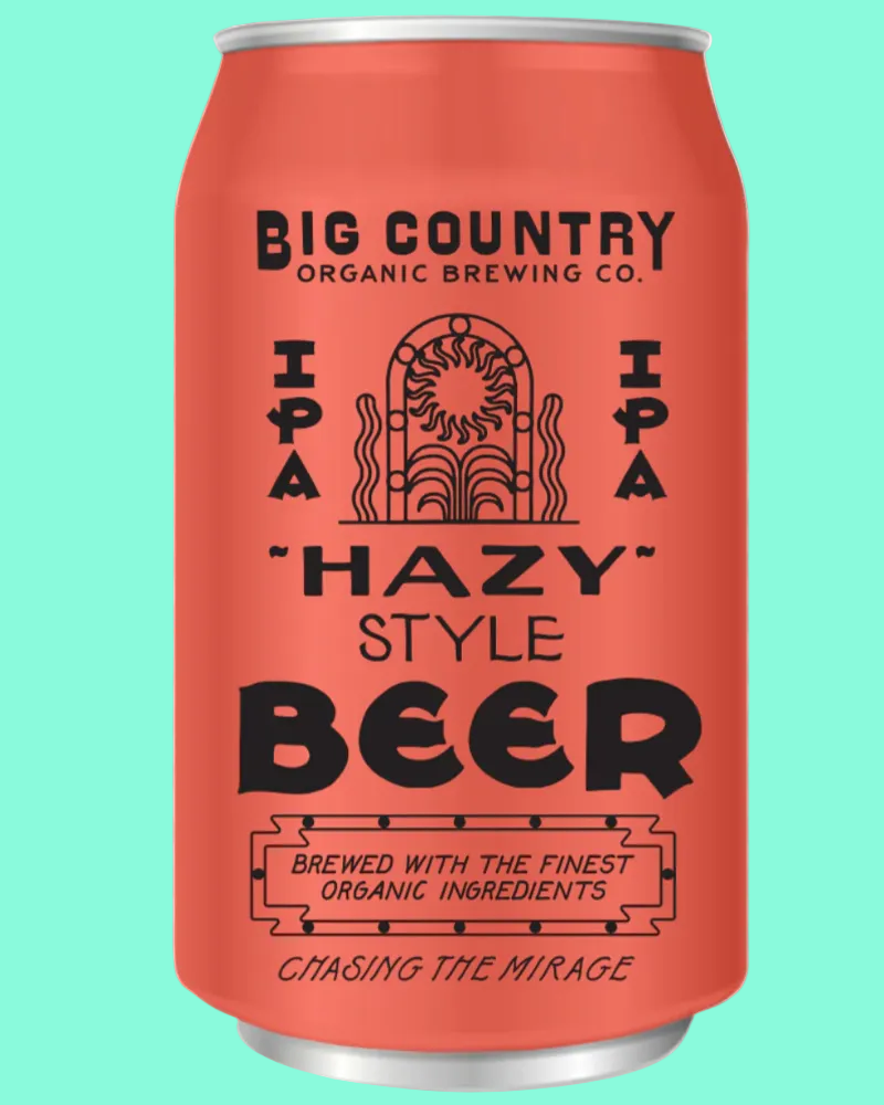 Can of Big Country Organic Brewing Co. IPA Hazy Style Beer on a transparent background