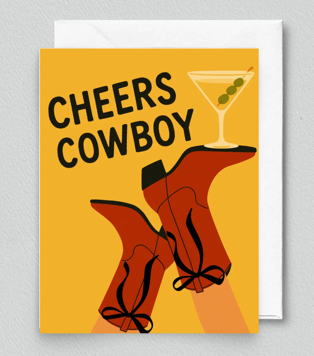 Cheers Cowboy Martini Greeting Card