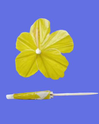 COCKTAIL UMBRELLAS - Yellow Hibiscus Flower