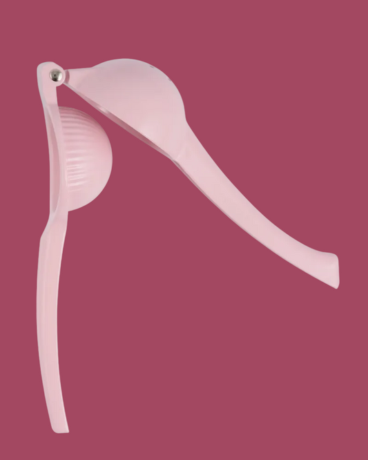 Pink bikini top on a white background
