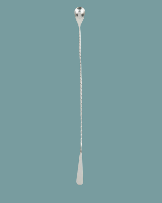 Silver ladle on a white background
