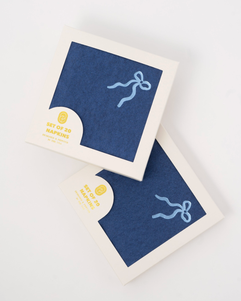 Two blue boxes with white labels on a white background