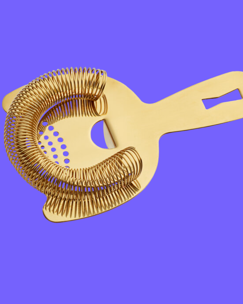 BARFLY CLASSIC HAWTHORNE SPRING BAR STRAINER - GOLD PLATED